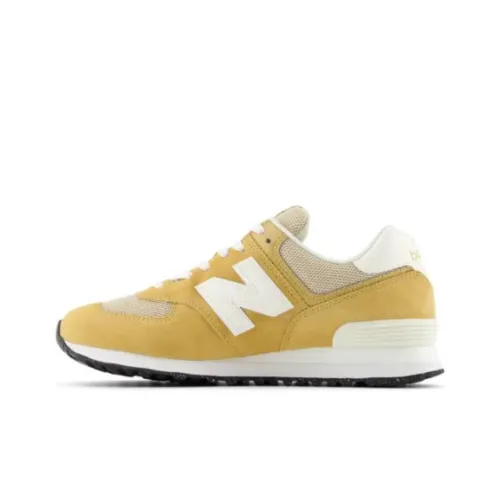 New Balance NB 574 Амортизация Износостойкий Низкий Топ Беговые кроссовки Унисекс Белый Желтый