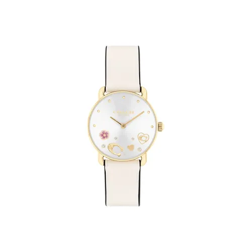 COACH ELLIOT Collection Women's Watch Кварцевый механизм Кожаный ремешок 28 мм Белый циферблат 14504305