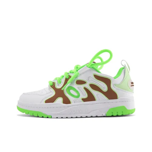 BIGWASP Slip-resistant Abrasion-resistant Low-top Skateboard Shoes Unisex White Green BIGWASP Противоскользящие Износостойкие Низкие Кеды для Скейтбординга Унисекс Белый Зеленый