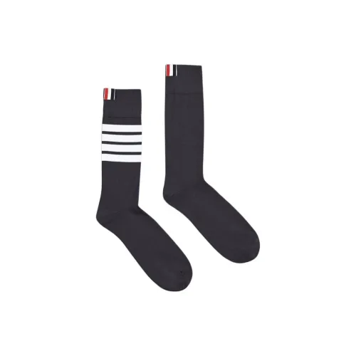 THOM BROWNE Темно-серые мужские носки MID до икры