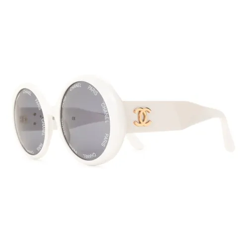 CHANEL Пластик Нерегулярная форма Солнцезащитные очки Женские Белые