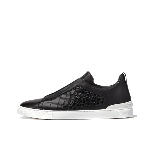 Ermenegildo Zegna Triple Stitch Скейтборд Кроссовки Низкие Черные Мужские
