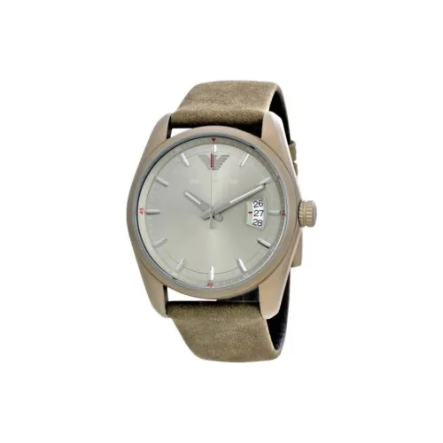 EMPORIO ARMANI Мужские часы Кварцевый механизм Кожаный ремешок 42,5 мм Коричневый циферблат Часы