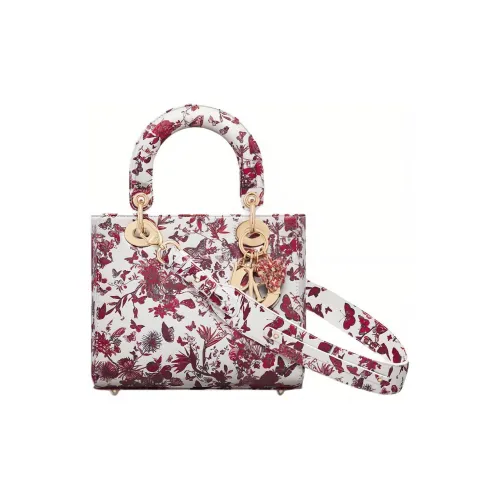 DIOR LADY DiorMy ABCDior Коровья кожа Сумка Lady Dior Сумка через плечо Сумка Маленькая Женская Белая и Красная