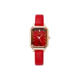 Розовое золото, корпус, красный циферблат, красный ремешок