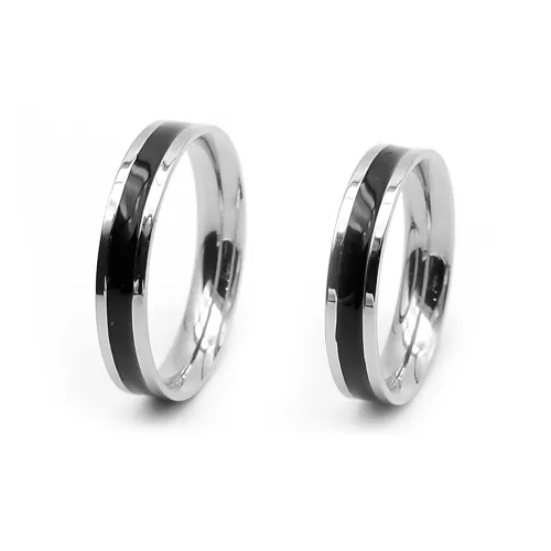 DAP Нержавеющая сталь Кольца Черно-серебро Унисекс