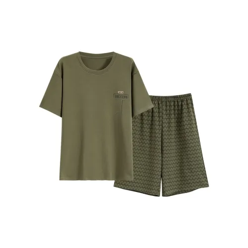 NUODUN dd 100% хлопок Короткий рукав Комплект 33A037 Мужской Мужской Пижамные комплекты