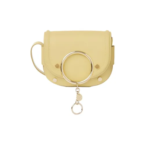 See By Chloe Коровья крупнозернистая текстура Сумка через плечо Маленькая Женская Желтая Зеленая