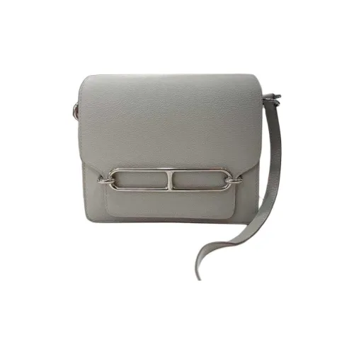 HERMES Roulis Evercolor Телячья кожа Свиной нос Сумка Сумка через плечо Мини Женские 80 Gris Perle Жемчужно-серый