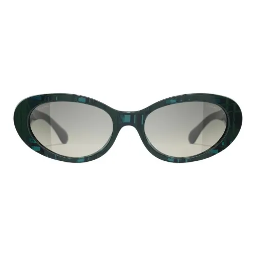 CHANEL OVAL SUNGLASSES Унисекс Зеленый