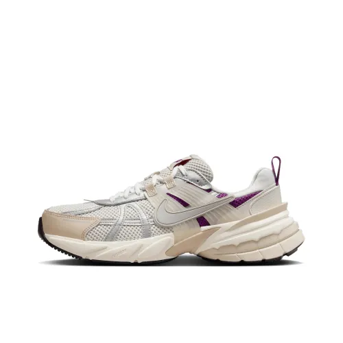 Nike V2K Run Устойчивый к истиранию Низкий Топ Повседневный Городской Коммутирование Беговые кроссовки Женские Серебряный Белый Фиолетовый