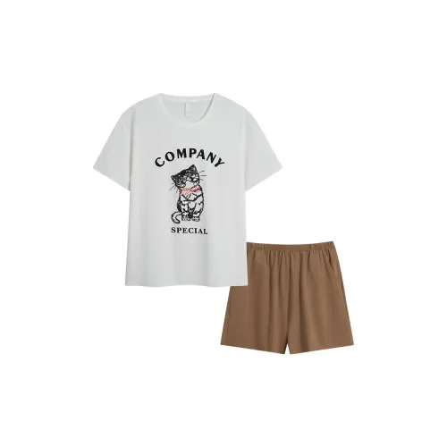 Sha Qian Пижамный комплект Летний Женский Белый