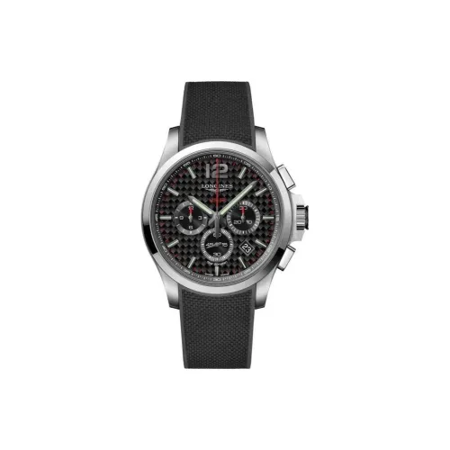 LONGINES Quartz Механизм Мужские часы Часы 44 мм Коричневый циферблат Часы Корпус из нержавеющей стали Резиновый ремешок