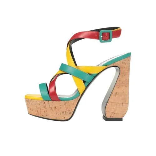 SERGIO ROSSI One Ремень Сандалии 8,8 см Женские Красный Зеленый Желтый