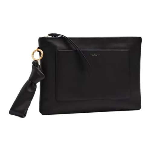 TORY BURCH Мягкий кожаный клатч женский черный