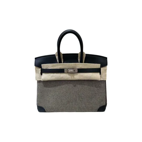 HERMES Birkin Canvas Swift Leather Birkin Bag Women's Black