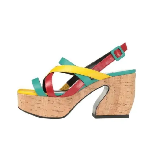 SERGIO ROSSI One Ремень Сандалии 3,8 см Женские Красный Зеленый Желтый