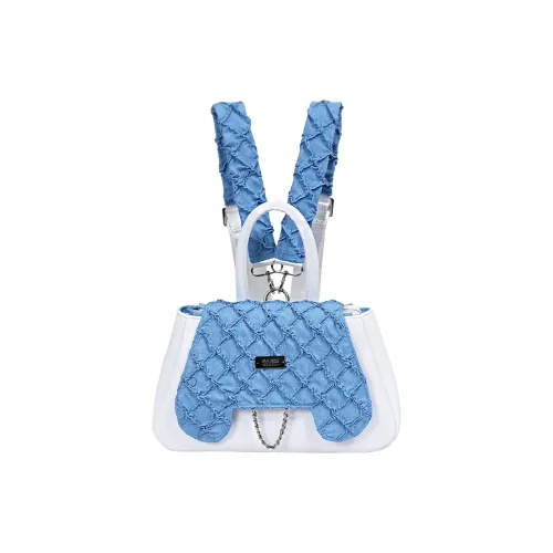 Rebirth Microfiber Leather Backpack Unisex Blue Dog Cowboy BLACK DOG Cowboy