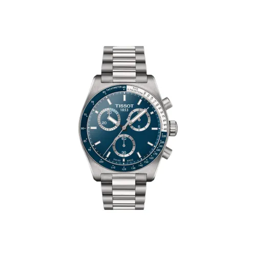 Tissot PR516 Series Кварцевый механизм Мужские часы Часы 40 мм Синий циферблат Корпус из нержавеющей стали Стальной ремешок