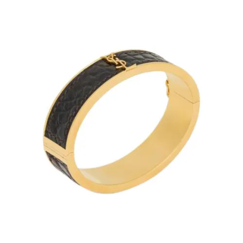 SAINT LAURENT Brass Телячья кожа Браслеты Унисекс Черный