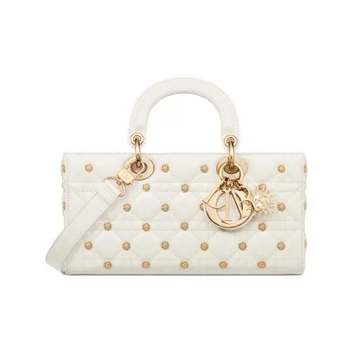 DIOR LADY D JOY Плетеный узор Овечья шкура Сумка через плечо Сумка Средний Women's White