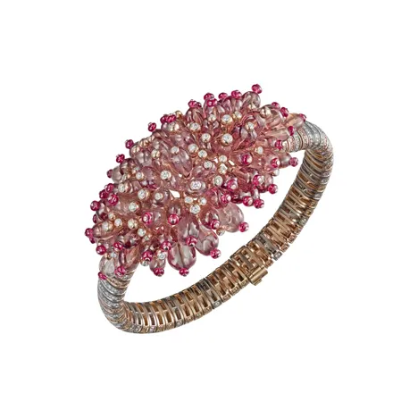 Cartier Розовое золото Белое золото Гранат Рубин Коричневый ромб Бриллиант Браслеты унисекс разноцветные