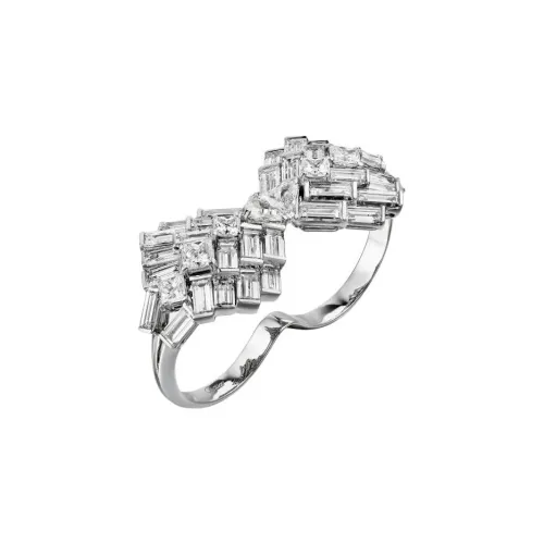 Cartier 18K Белое золото кольца с алмазами унисекс серебро