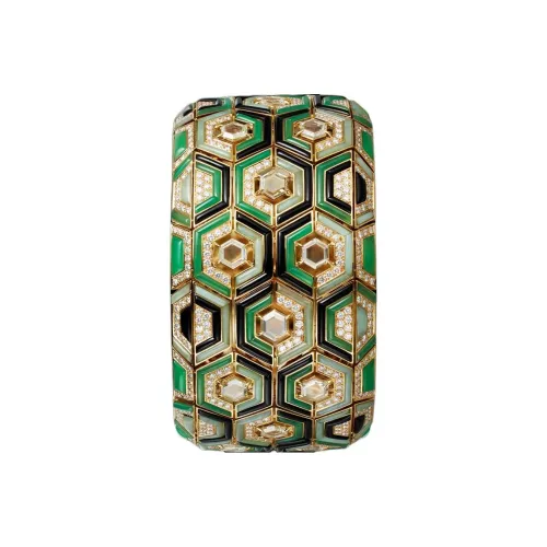 Cartier 18K Gold Ромб Зеленый Халцедон Оникс Браслеты Унисекс Зеленый