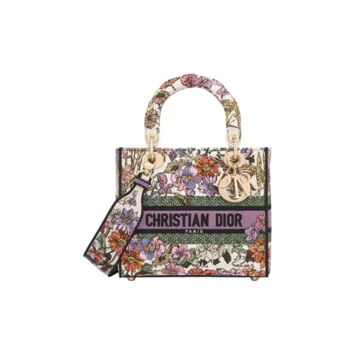 DIOR LADY D Лайт DIOR 4 Saisons Летняя Вышивка Сумка Lady Dior Сумка через плечо Сумка среднего размера Женская