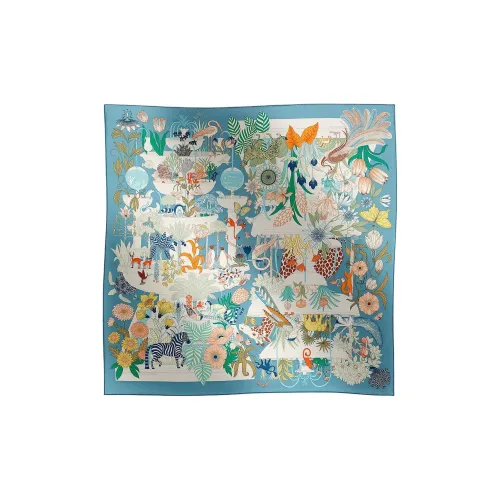 HERMES Шелковые шарфы Женские Синий