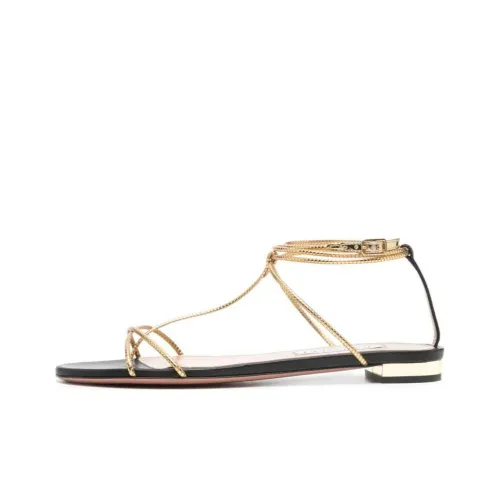 AQUAZZURA One Ремешок Сандалии Женские Черное Золото