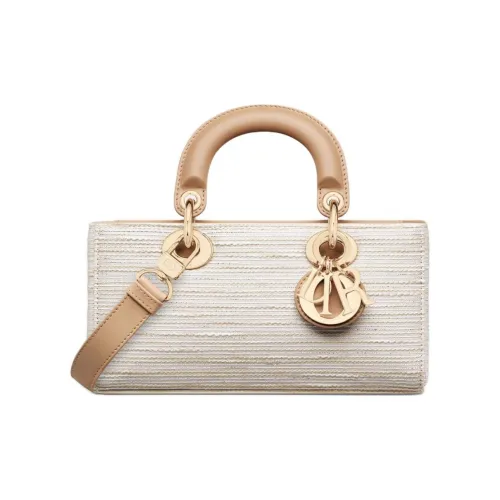 DIOR LADY D Радость Вышивка Холст Сумка через плечо Сумка Маленькая Женская Светло-Коричневая