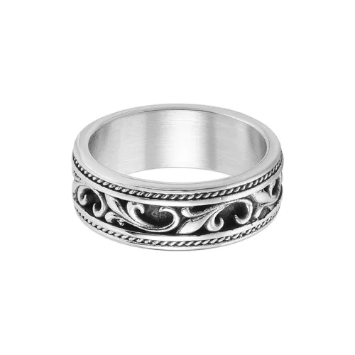 FOREVER MELODY Кольца из титанового стального сплава Мужские Серебряный Черный