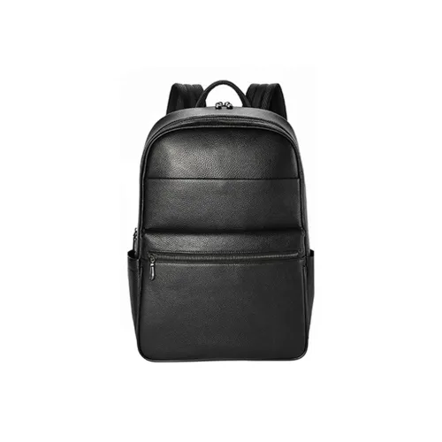 CMLZIUA Рюкзак из крупнозернистой текстуры коровьей кожи стандартный мужской черный