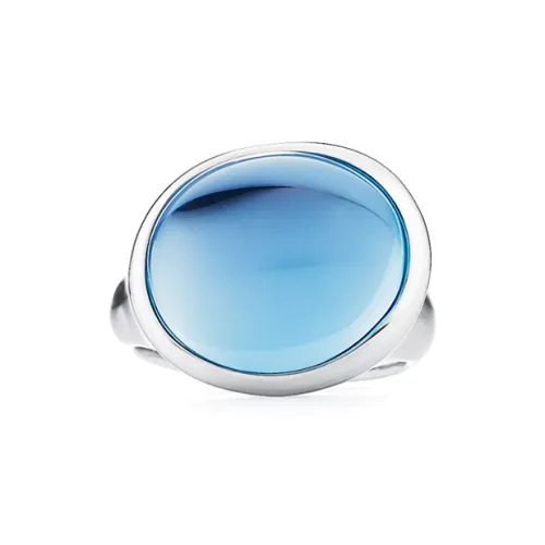 TIFFANY & CO. Кольцо С Кабошоном Кольцо Из Стерлингового Серебра С Голубым Топазом Шириной 15,5 Мм