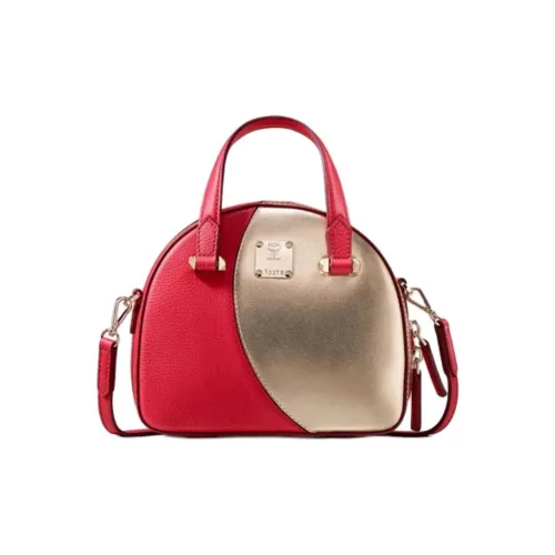 MCM Essential Visetos Origina Кожа Сумка Мини Женская Золото Красная