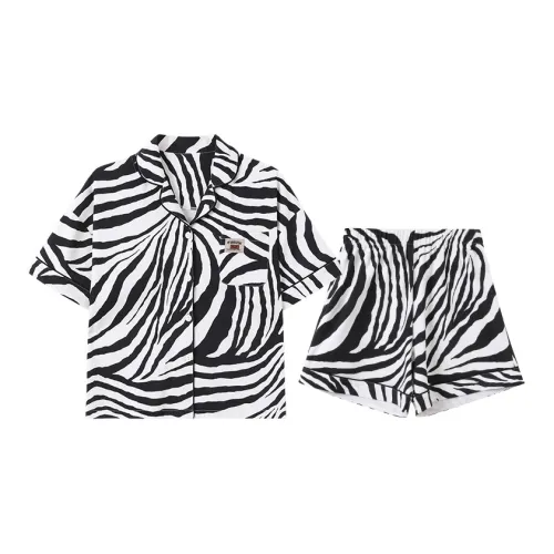 Сон Студенты' Спальня Домашний Комплект Пижамы Женские Летний Черный Зебра С принтом