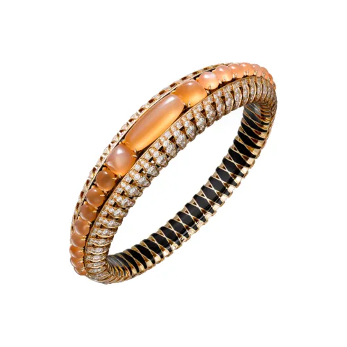Cartier 18K Розовое золото Лунный камень Ромб Лак Браслеты Унисекс Апельсин