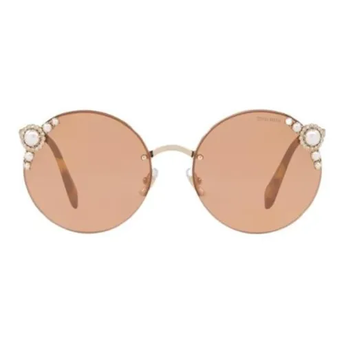 MIU MIU Металл Круглые Солнцезащитные очки Женские Золотые