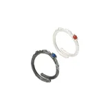 Южный Красный Агат Обожженный Белый Серебристый + Лапис Лазурий состаренный Серебряный