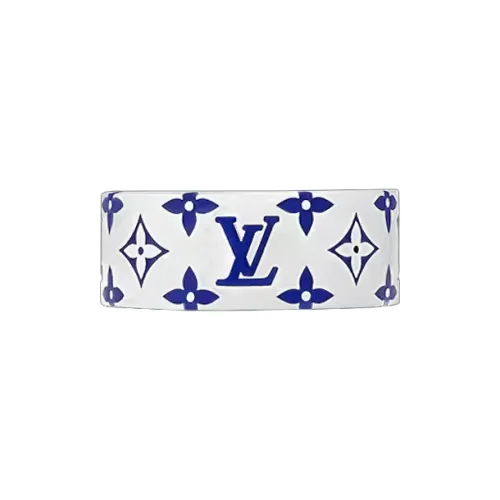 LOUIS VUITTON Мозаика Эмаль Кольца Унисекс Белый синий