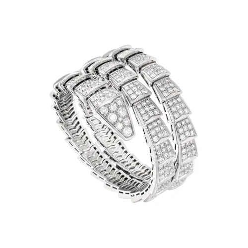BVLGARI Serpenti Viper Браслет Браслет Serpenti Viper В Два Витка, Белое Золото 18 Карат, Сплошное Бриллиантовое Паве