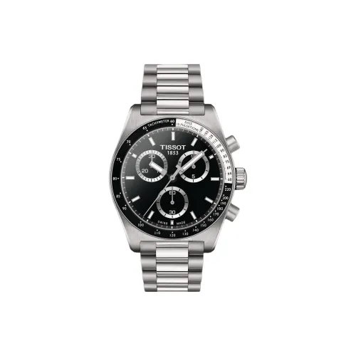Tissot PR516 Series Кварцевый механизм Мужские часы Циферблат 40 мм Черный Нержавеющая сталь Корпус Стальной ремешок