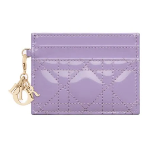 DIOR Lady Dior Лакированная кожа Телячья кожа Кошелек Держатель для карт Держатель для карт Женский Светло-фиолетовый