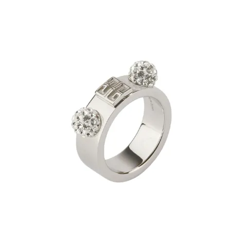 GIVENCHY Латунь Crystal Rings Женское Серебро