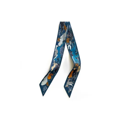 HERMES Шелковые шарфы Унисекс Синий