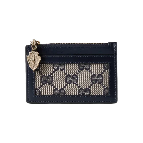 GUCCI Кожа Панели Холст Кошелек Женский Бежевый и Синий