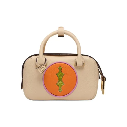 Delvau X Casper Коллаборация Taurillon Мягкая крупнозернистая текстура кожи коровы Сумка Экстра мини Женская Светлый бежевый