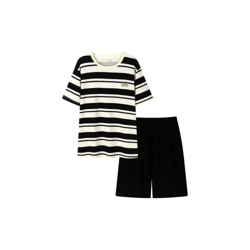 Empowering Words Пижамный комплект Мужской Черный Белый Узор