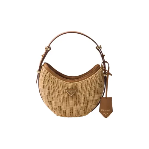 PRADA Arque Тканый материал с кожаными вставками Сумка Женская Светло-коричневый
